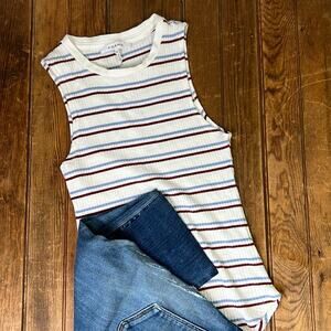Women’s frame sleeveless top striped stretchy size medium